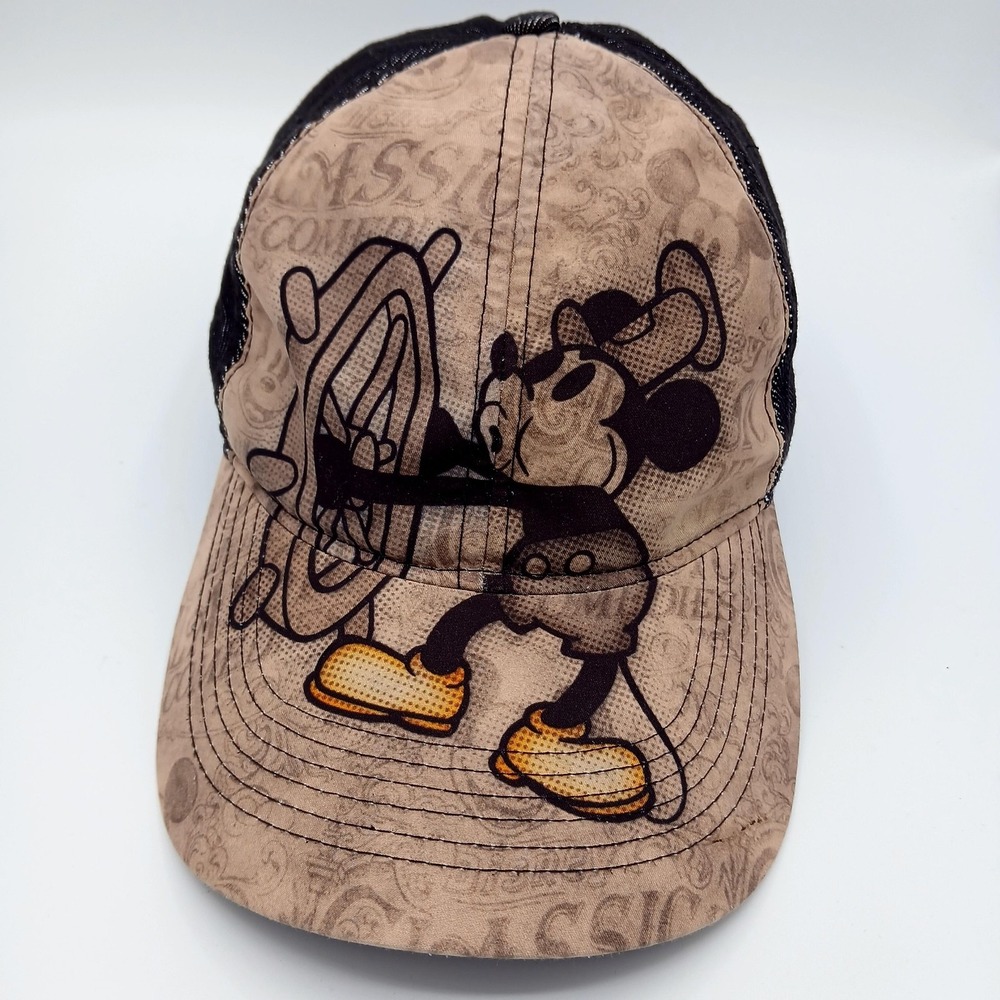 Disney‎ Parks Mickey Mouse Hat Cap Strap Back Steamboat Willie Trucker Mesh Mens